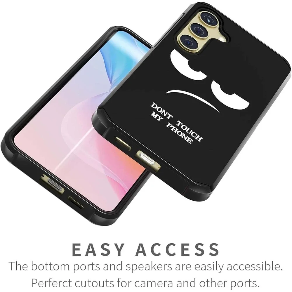 Samsung Galaxy S24+ S25+ Case Dont Touch My‎ Phone Grumpy Face Black Matte Cover